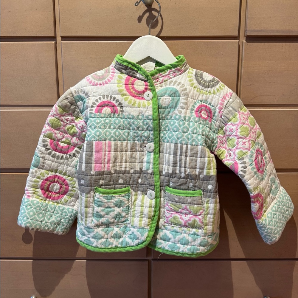 Hand Crafted Multicolor Quilted Girls Jacket 2T-3T